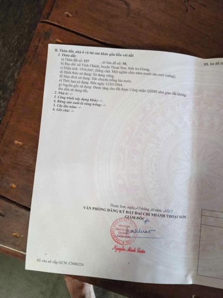 🔰 Bán Đất Ruộng Vĩnh Chánh, Thoại Sơn - Lộ Ô Tô Rộng!