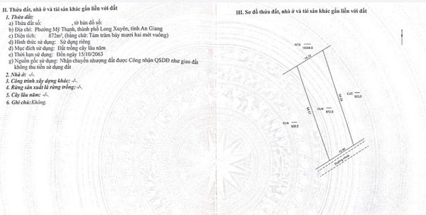 🔰 Bán Đất Vườn 872m² Mặt Tiền Lộ Nhựa Cái Dung, Mỹ Thạnh – Ngang 16m, Gần KCN Vàm Cống