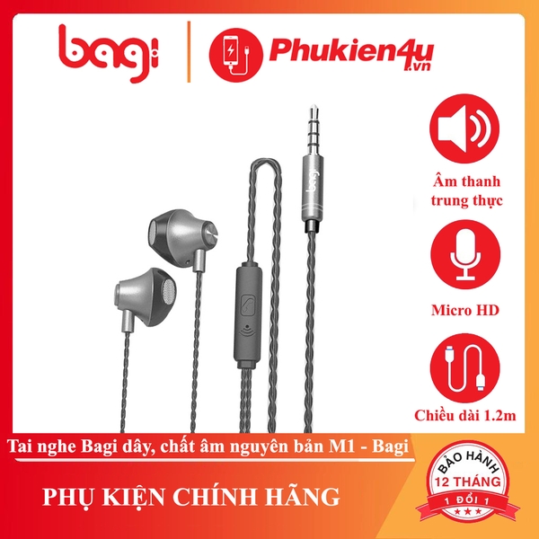 Tai nghe Bagi có dây chất âm nguyên bản - Bagi M1