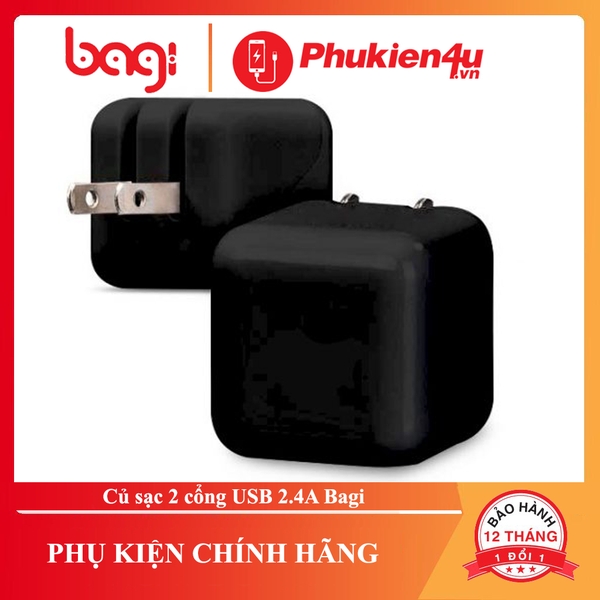 Củ sạc 2 cổng USB 2.4A max Bagi CE-M25