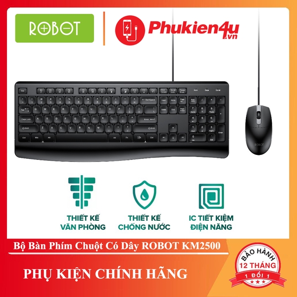 Bộ Bàn Phím & Chuột Có Dây ROBOT KM2600 - Hàng chính hãng