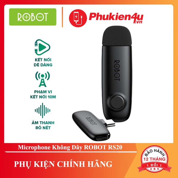 Microphone thu âm cài áo Không Dây Type C - ROBOT RS20