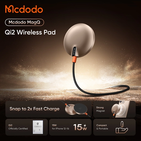Sạc Không Dây Từ Tính Mcdodo MagQ 15W | Siêu Mỏng Nhẹ, Tương Thích Qi2