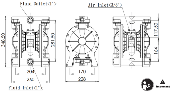 Kích thước bơm TDS DS10 Nhôm