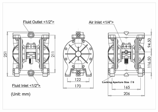 Kích thước bơm TDS DS04 Metallic