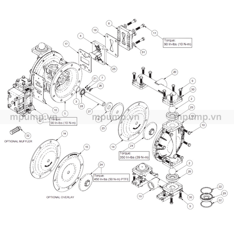 Phụ kiện Bơm màng Sandpiper S1FB1ANWABS600