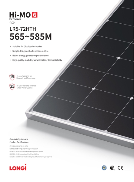 Tấm Pin mặt trời Longi 580W HiMO X6 1 MẶT KÍNH HIỆU SUẤT CAO 2025