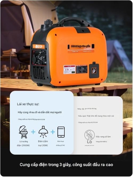 Máy phát điện HEHUOXIONG 220V chạy xăng – chống ồn, công suất lớn, thiết kế di động