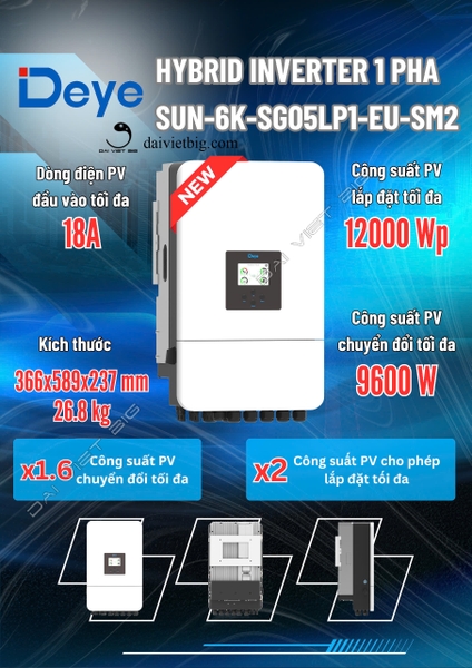 Biến Tần Hybrid SUN-6K-SG05LP1-EU-SM2 ( NEW )