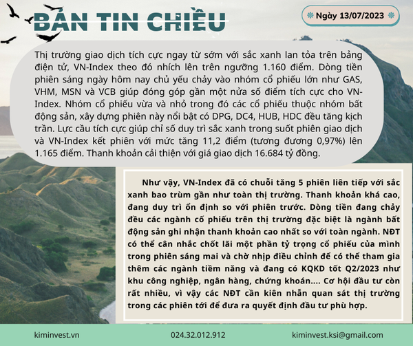 Bản tin thị trường ngày 13/07/2023