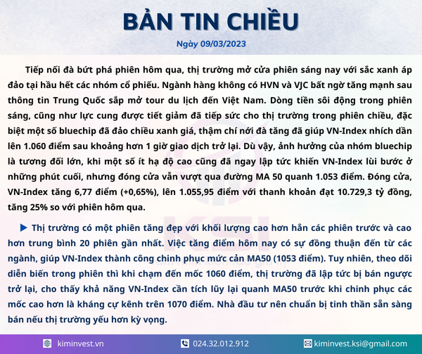 Bản tin thị trường ngày 09/03/2023
