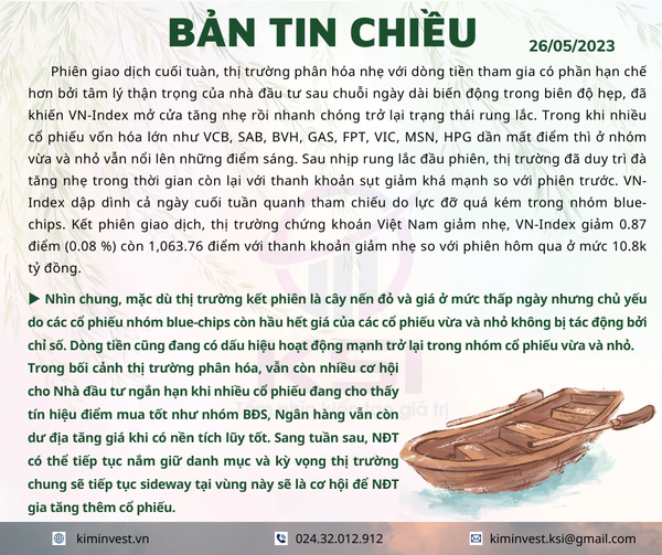 Bản tin thị trường ngày 26/05/2023