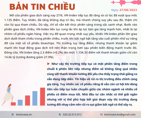 Bản tin thị trường ngày 27/06/2023