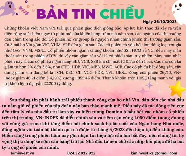 Bản tin thị trường ngày 26/10/2023