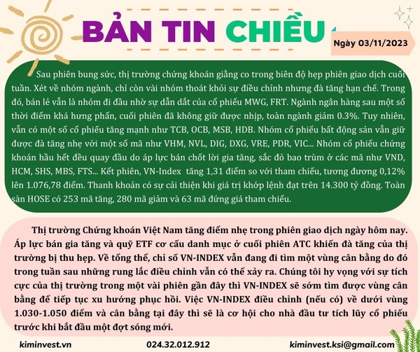 Bản tin thị trường ngày 03/11/2023