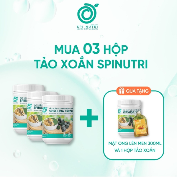 COMBO MUA 3 TẶNG 1 TẢO XOẮN TƯƠI NGUYÊN CHẤT SPINUTRI TẶNG 200ML MẬT ONG LÊN MEN