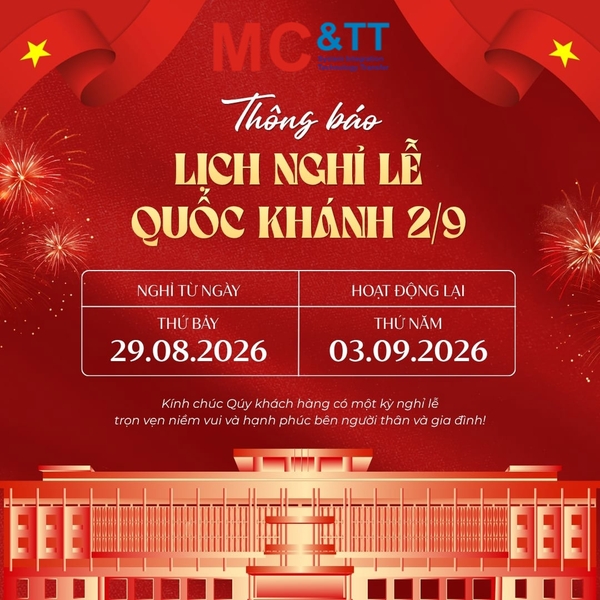 Thông báo: Lịch nghỉ lễ quốc khánh 2/9/2026