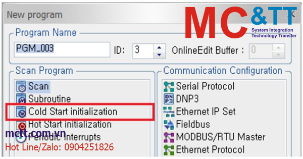 Cách sử dụng chương trình khởi tạo COLD & HOT Start