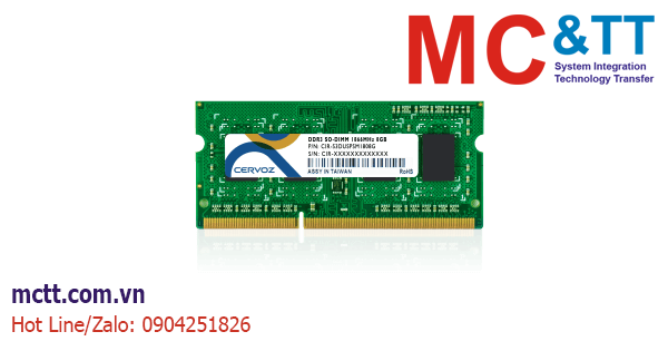 RAM công nghiệp DDR3 SO-DIMM 1600MHz 1GB, 2GB, 4GB, 8GB Cervoz