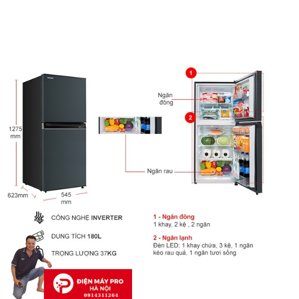 Tủ lạnh Toshiba Inverter 411 lít GR-RT559WE-PMV(58)-MM Kho Điện Máy PRo Giá Rẻ