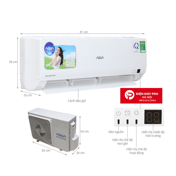 Điều hòa Aqua Inverter 9000 BTU 1 chiều AQA-RV10QC2 gas R-32 Kho ĐIện Máy Pro Giá Rẻ Nhất