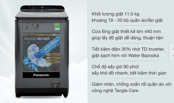 Máy giặt Panasonic Inverter 11.5 kg NA-FD11AR1BV Kho ĐIện Máy Pro Giá Rẻ Nhất