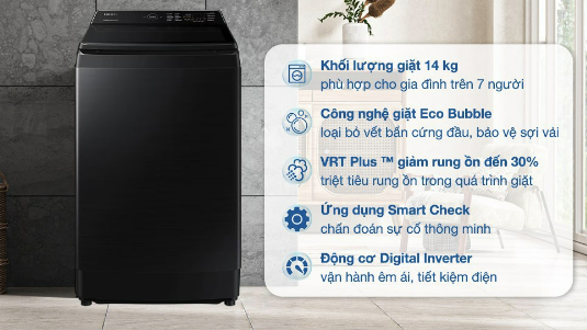 Máy giặt Samsung WA14CG5745BVSV  Inverter 14 kg Chính hãng 100%