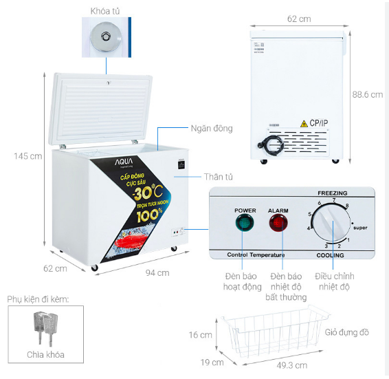 Tủ Đông Aqua 301 Lít AQF-C4001S Giá Rẻ Nhất Miền Bắc