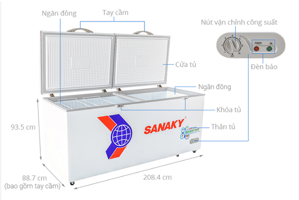 Tủ Đông Sanaky Inverter 761 Lít VH-8699HY3 Mới 100% Giá Rẻ Nhất Hà Nội
