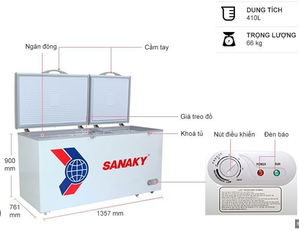 Tủ đông Sanaky 1 ngăn 560 lít VH5699HY Giá Rẻ Nhất Miền Bắc