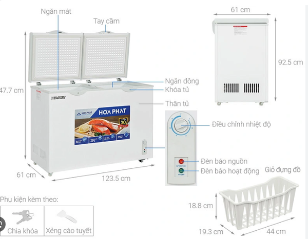Tủ đông Hòa Phát Inverter 2 ngăn 245 lít HPF BD8245 Giá Rẻ Nhất Hà Nội
