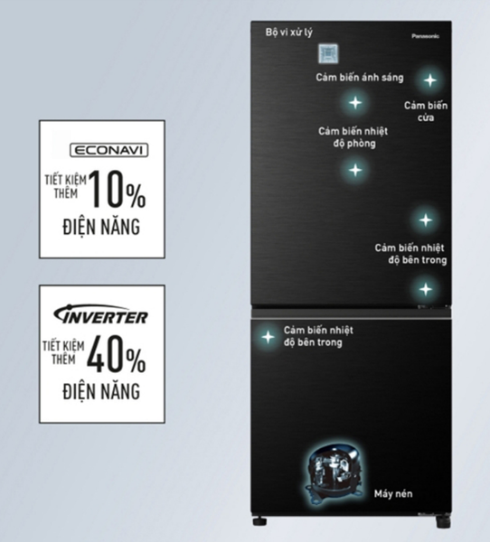 Tủ lạnh Panasonic Inverter 2 cánh 255 Lít NR-BV281BVKV  Mới 100% CHính Hãng Giá Rẻ Nhất