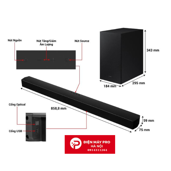 Bộ loa thanh Samsung HW-C450/XV 300W Giá Rẻ Nhất