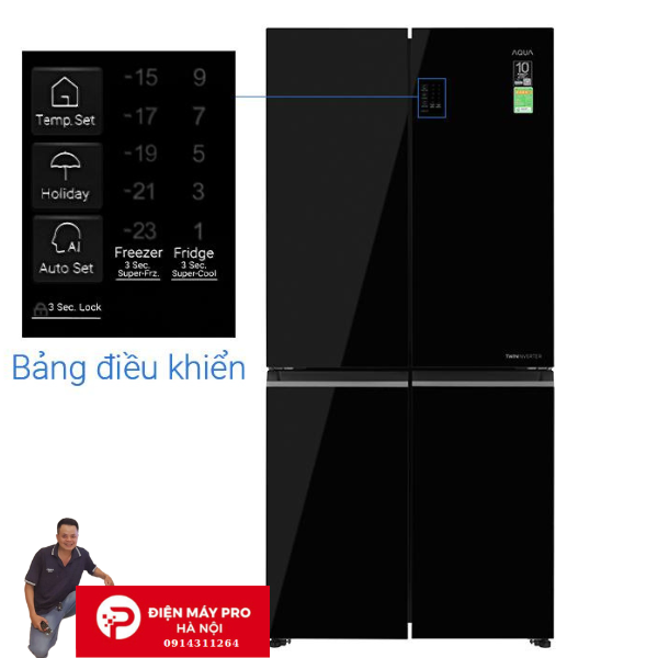 Tủ lạnh Aqua Inverter 469 lít Multi Door AQR-M536XA(GB) Kho ĐIện Máy Pro Mới 100%