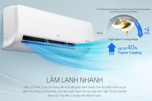 Điều hòa 1 chiều Inverter LG V10ENW 9.200BTU Dual Cool