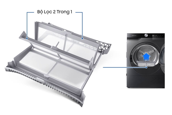 Máy sấy bơm nhiệt Samsung Inverter 9 Kg DV90T7240BB/SV Mới 100%