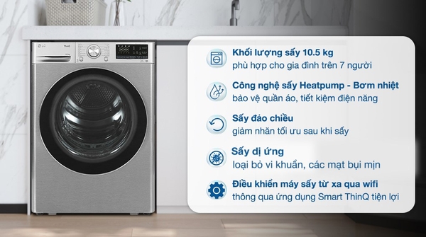DVHP50P Máy sấy bơm nhiệt LG 10.5 kg GIÁ RẺ NHẤT