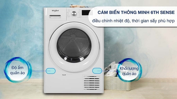 Máy sấy ngưng tụ Whirlpool FreshCare+ 8 kg FFTCM118XB EE