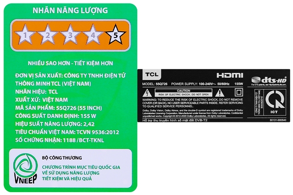 Android Tivi QLED TCL 4K 55 inch 55Q726