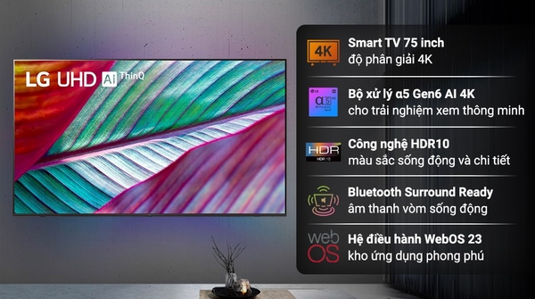 Smart Tivi LG 4K 75 inch 75UR7550PSC Mới 100%