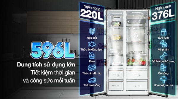 Tủ lạnh Toshiba Inverter 596 lít Side By Side GR-RS780WI-PGV(22)-XK Chính hãng Mới 100%