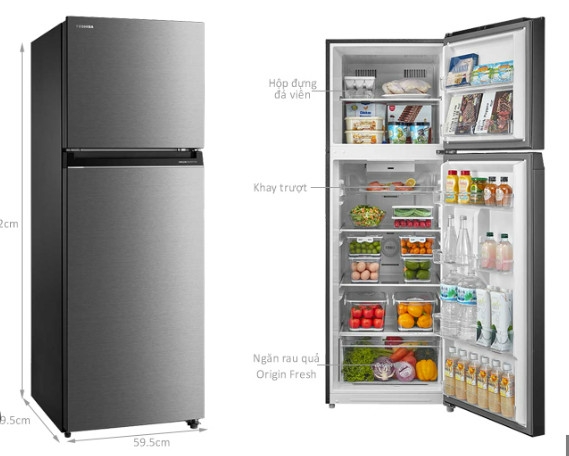 Tủ lạnh Toshiba Inverter 312 lít GR-RT416WE-PMV(58)-MM ĐIỆN MÁY PRO Giá rẻ nhất Miền bắc