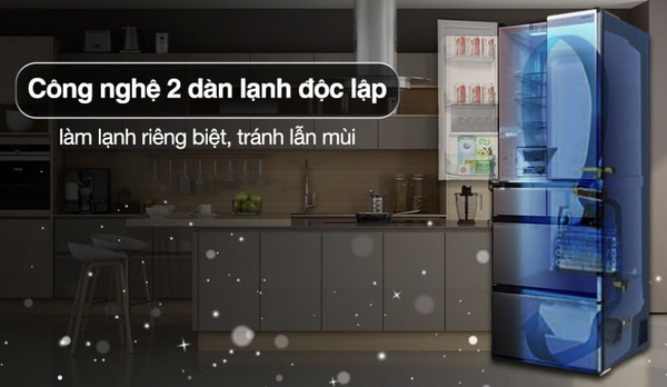 Tủ lạnh Hitachi Inverter 617 lít Multi Door R-HW620RV XK Mẫu mới 100% 2024 6 Cửa