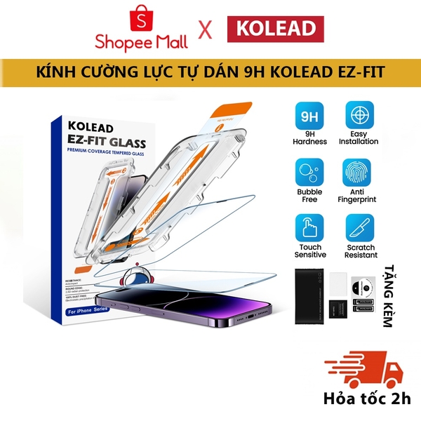 Kính cường lực tự dán Easy install kit TZ KOLEAD dành cho iph x xs xsm 11 12 13 14 15 pro promax