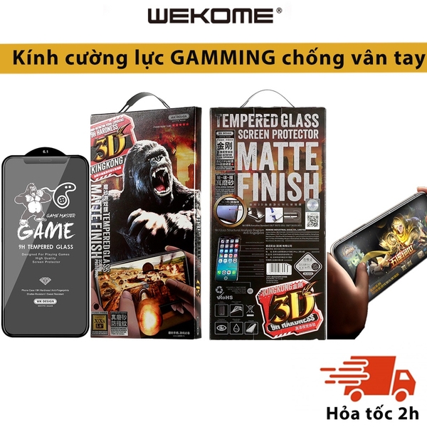 Kính Cường lực KingKong Nhám AG Chống vân tay mồ hôi chơi Game WEKOME 030 cho Iphone X Xs Max 11 12 13 14 15 Pro Max