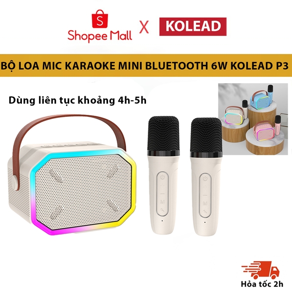 Loa Karaoke Bluetooth P3 KOLEAD Kèm 1- 2 Micro Không Dây, Âm Thanh Siêu Hay,Sang Trọng Nhỏ Gọn Tiện Lợi,dễ dàng mang theo