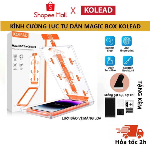 Kính Cường Lực tự dán MAGICBOX có lưới bảo vệ loa KOLEAD cao cấp cho Iphone x xs xsm 11 12 13 14 15 Pro Promax