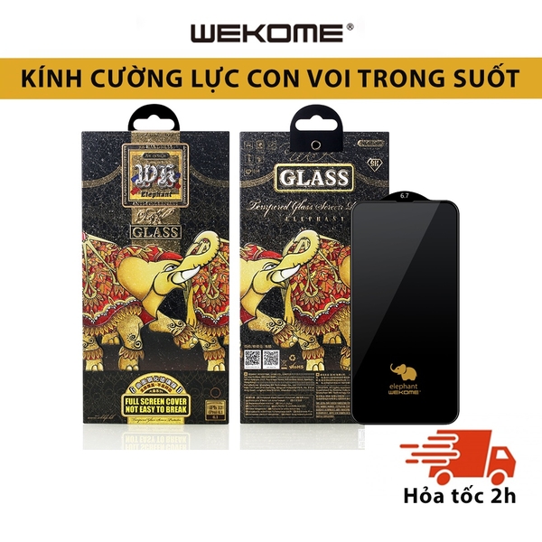 Kính cường lực voi Elephant 9D bảo vệ cạnh viền hộp sắt chính hãng WEKOME 018 019 cho Iphone x xr xs 11 12 13 14 pro plus promax