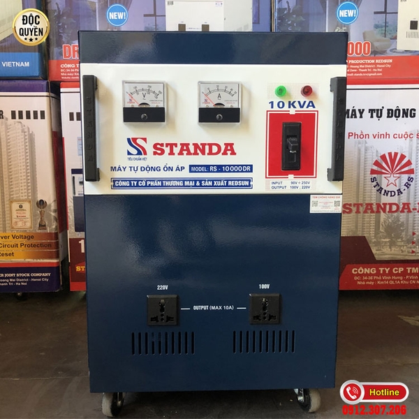 ỔN ÁP 10KVA STANDA DẢI 90V~250V 2 Ổ CẮM NEW 2022