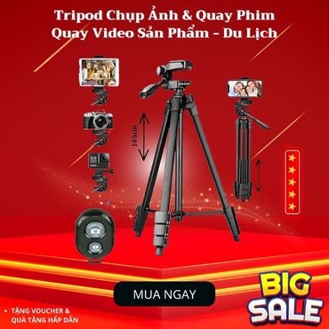 Tripod Điện Thoại Chụp Ảnh Quay Video Chuyên Nghiệp - Gậy Chụp Hình 3 Chân Khung Nhôm Chắc Chắn Để Livestream Tiện Lợi Mang Đi Du Lịch